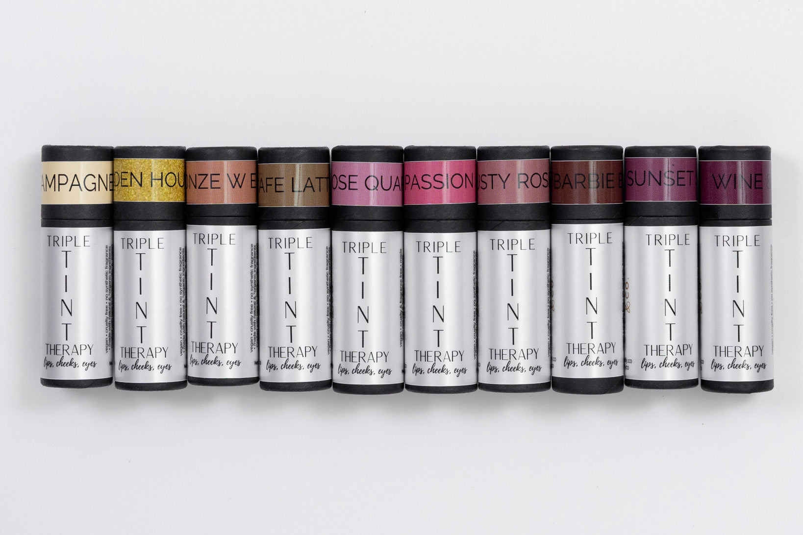 10 Triple Tint Colors in Recyclable Tubes