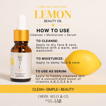 How to use Lemon Beauty Oil as cleanser, moisturizer and facial serum.